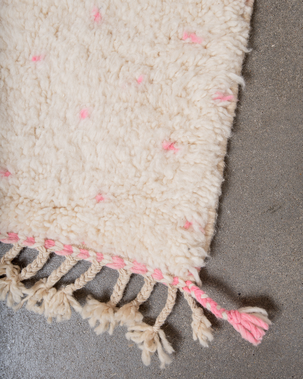 Modern, designer, handcrafted Berber rug from Morocco. Beniourain carpet with beautiful colours and patterns and fluffy wool texture.